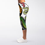 Tiger And Dragon Yin Yang Print Women's Capri Leggings