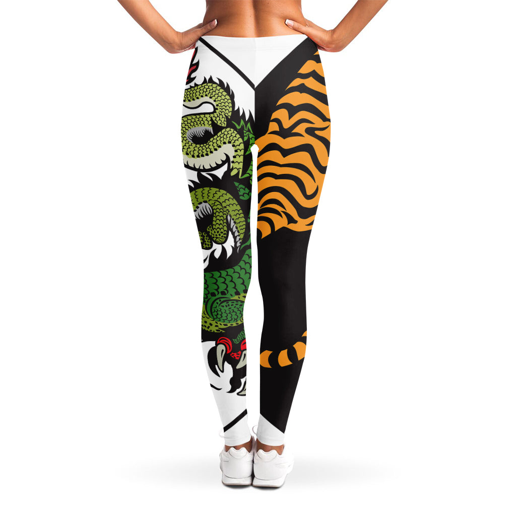 Tiger And Dragon Yin Yang Print Women's Leggings