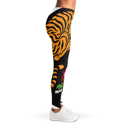 Tiger And Dragon Yin Yang Print Women's Leggings