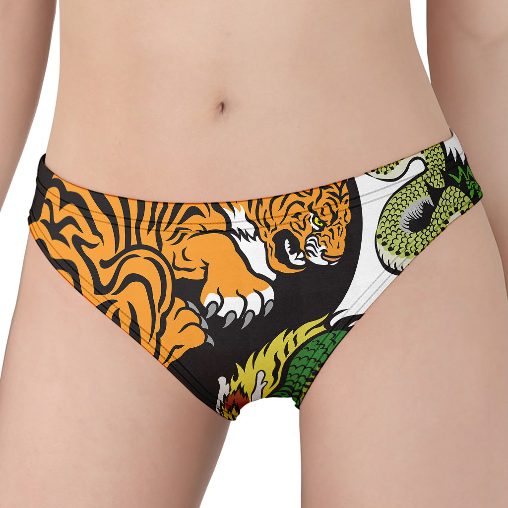 Tiger And Dragon Yin Yang Print Women's Panties