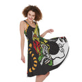 Tiger And Dragon Yin Yang Print Sleeveless Knee Length Dress
