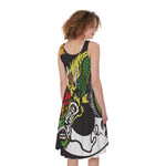 Tiger And Dragon Yin Yang Print Women's Sleeveless Dress