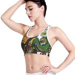 Tiger And Dragon Yin Yang Print Women's Sports Bra