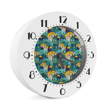 Tiger And Toucan Pattern Print Alarm Clock