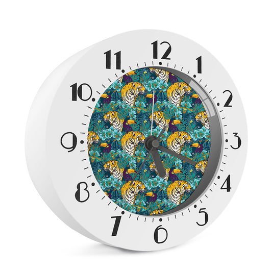 Tiger And Toucan Pattern Print Alarm Clock
