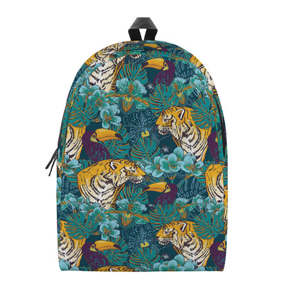 Tiger And Toucan Pattern Print Backpack