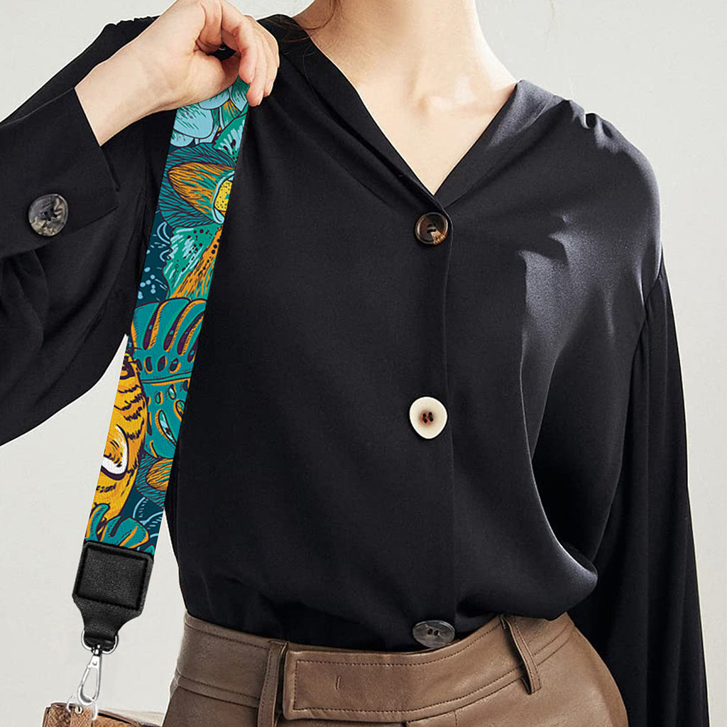 Tiger And Toucan Pattern Print Bag Strap