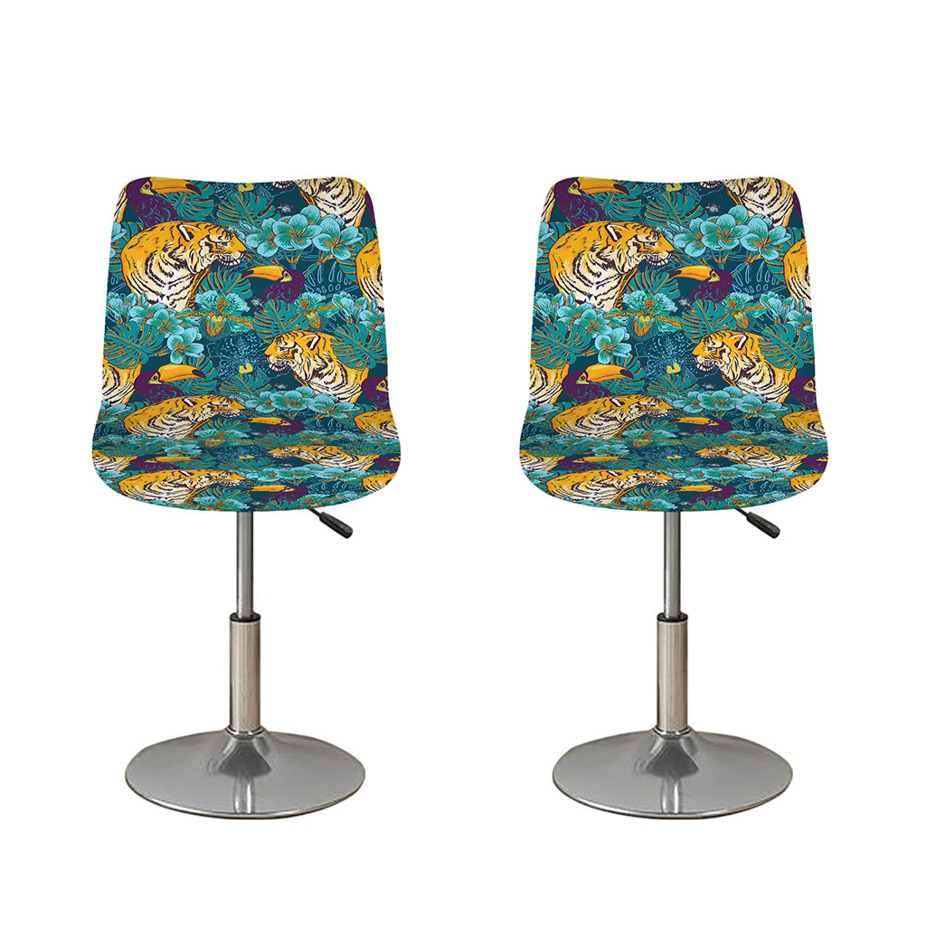 Tiger And Toucan Pattern Print Bar Stool Covers