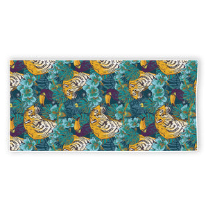 Tiger And Toucan Pattern Print Beach Towel