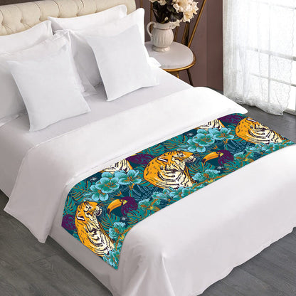 Tiger And Toucan Pattern Print Bed Runner