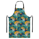 Tiger And Toucan Pattern Print Bib Apron With Pocket