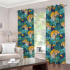 Tiger And Toucan Pattern Print Blackout Grommet Curtains