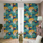 Tiger And Toucan Pattern Print Blackout Pencil Pleat Curtains