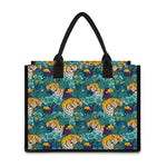 Tiger And Toucan Pattern Print Canvas Tote Bag