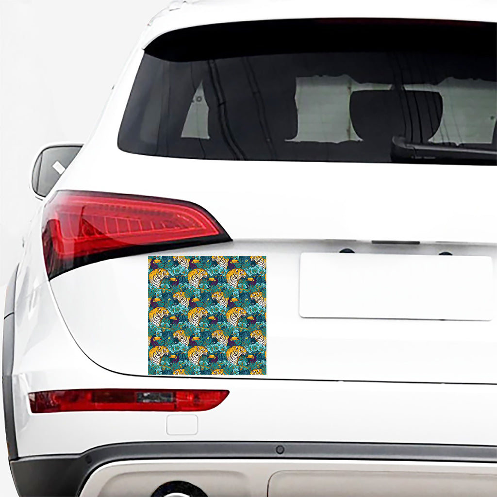 Tiger And Toucan Pattern Print Car Sticker