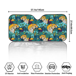 Tiger And Toucan Pattern Print Car Windshield Sun Shade