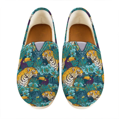 Tiger And Toucan Pattern Print Casual Shoes