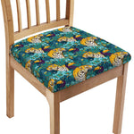 Tiger And Toucan Pattern Print Chair Cushion Cover