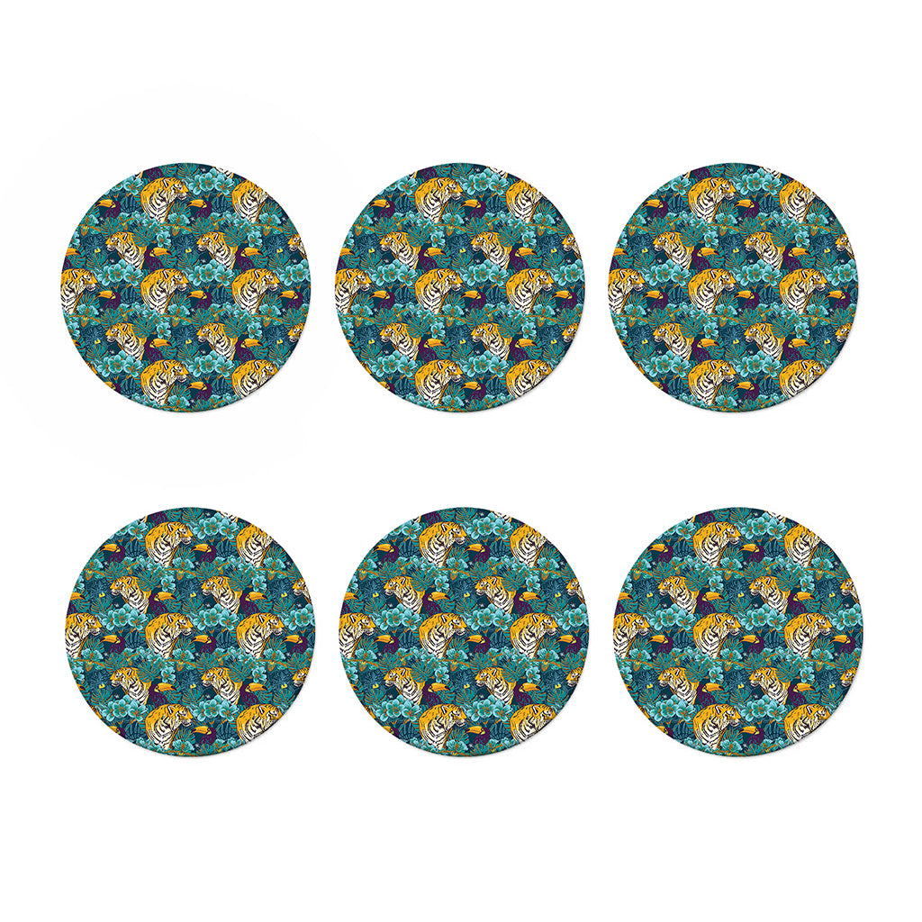 Tiger And Toucan Pattern Print Coaster Set