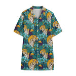 Tiger And Toucan Pattern Print Cotton Hawaiian Shirt