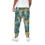 Tiger And Toucan Pattern Print Cotton Pants