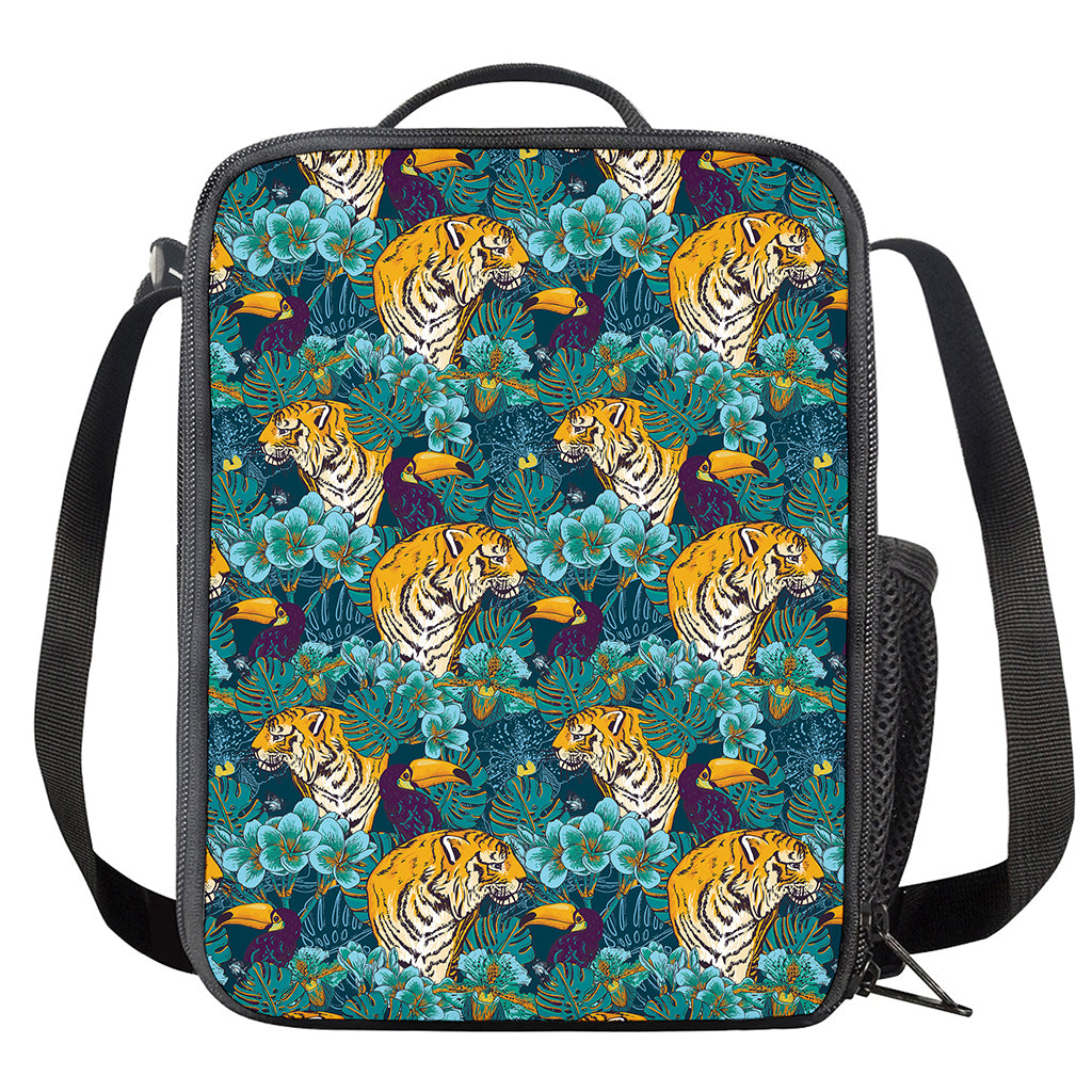 Tiger And Toucan Pattern Print Crossbody Lunch Bag