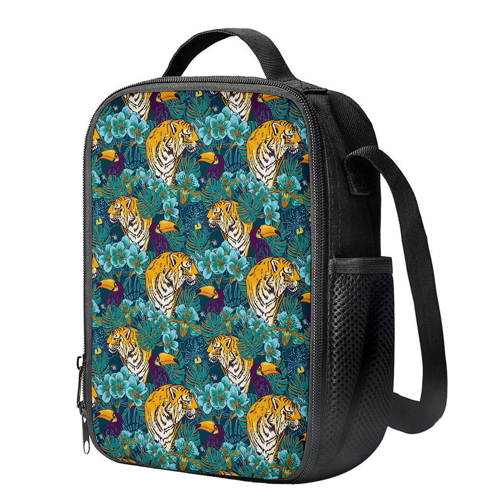 Tiger And Toucan Pattern Print Crossbody Lunch Bag