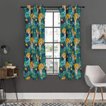 Tiger And Toucan Pattern Print Curtain