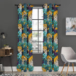 Tiger And Toucan Pattern Print Curtain