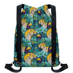 Tiger And Toucan Pattern Print Drawstring Backpack