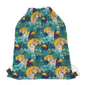 Tiger And Toucan Pattern Print Drawstring Bag