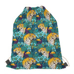 Tiger And Toucan Pattern Print Drawstring Bag
