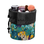 Tiger And Toucan Pattern Print Drawstring Makeup Bag