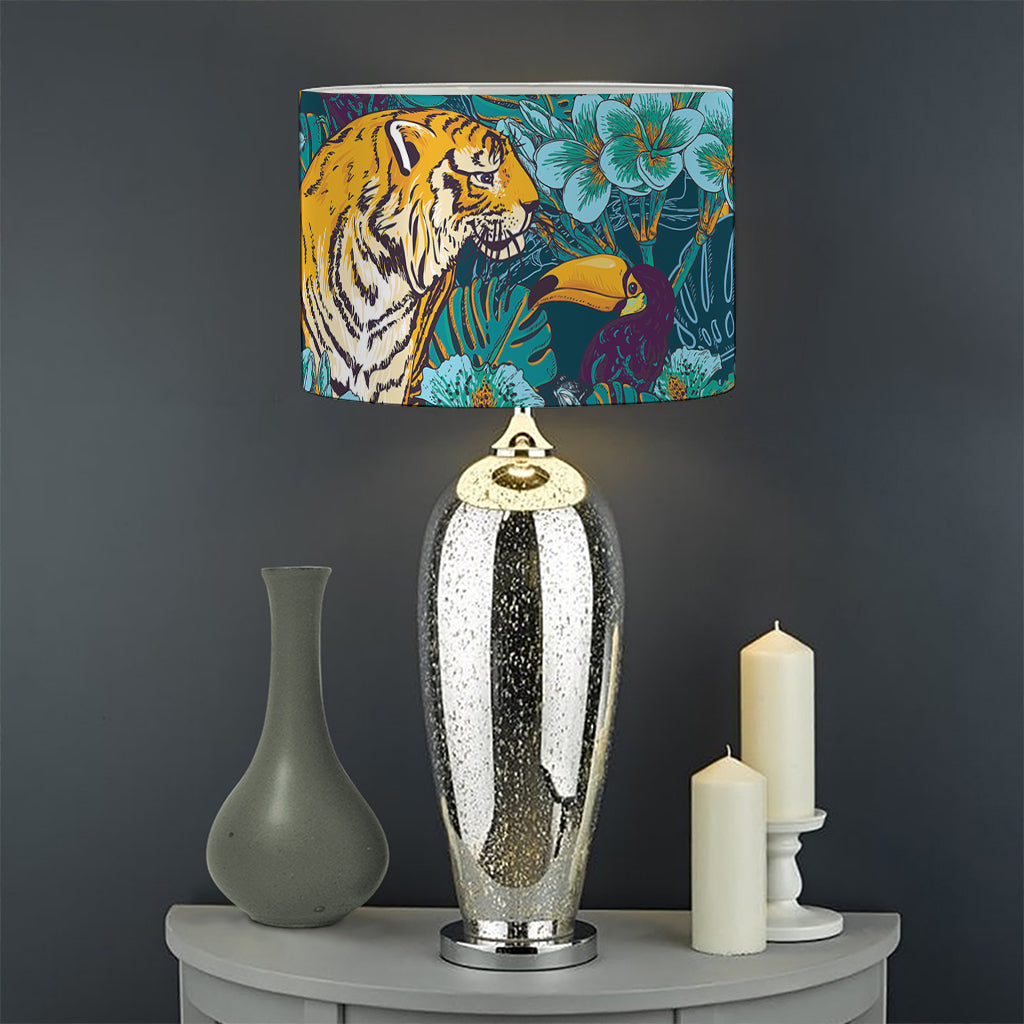 Tiger And Toucan Pattern Print Drum Lamp Shade