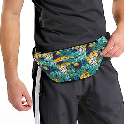 Tiger And Toucan Pattern Print Fanny Pack
