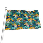 Tiger And Toucan Pattern Print Flag
