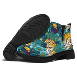 Tiger And Toucan Pattern Print Flat Ankle Boots