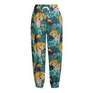 Tiger And Toucan Pattern Print Fleece Lined Knit Pants