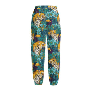 Tiger And Toucan Pattern Print Fleece Lined Knit Pants