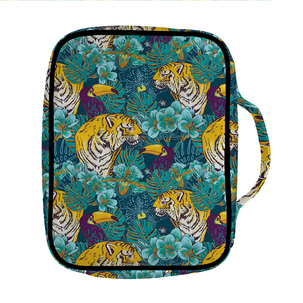 Tiger And Toucan Pattern Print Front Pocket Bible Bag