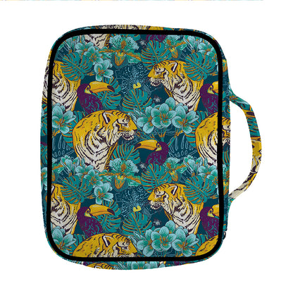 Tiger And Toucan Pattern Print Front Pocket Bible Bag