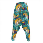 Tiger And Toucan Pattern Print Hammer Pants
