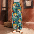 Tiger And Toucan Pattern Print Harem Pants