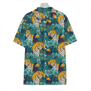 Tiger And Toucan Pattern Print Hawaiian Shirt