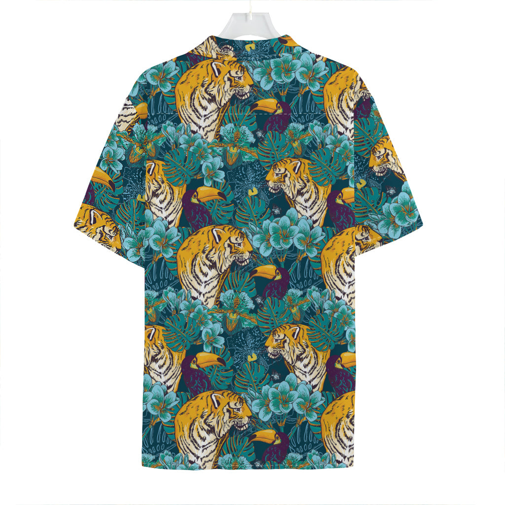 Tiger And Toucan Pattern Print Hawaiian Shirt