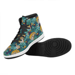 Tiger And Toucan Pattern Print High Top Leather Sneakers
