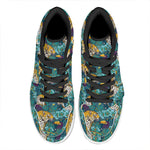 Tiger And Toucan Pattern Print High Top Leather Sneakers