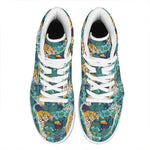 Tiger And Toucan Pattern Print High Top Leather Sneakers
