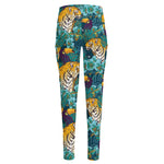 Tiger And Toucan Pattern Print High-Waisted Pocket Leggings