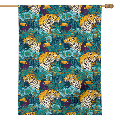 Tiger And Toucan Pattern Print House Flag